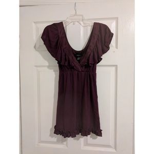 FINAL PRICE Arden B. Purple Ruffly Silk Trim Dress S